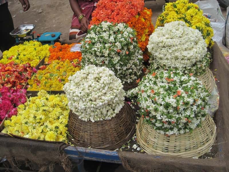 A famous flower market in Hyderabad