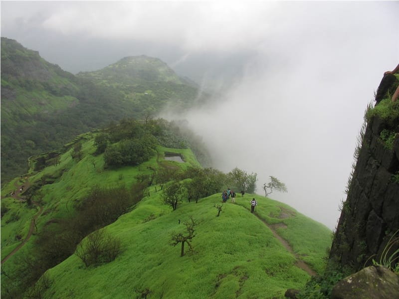 Tourists enjoying a trek in Lonavala
