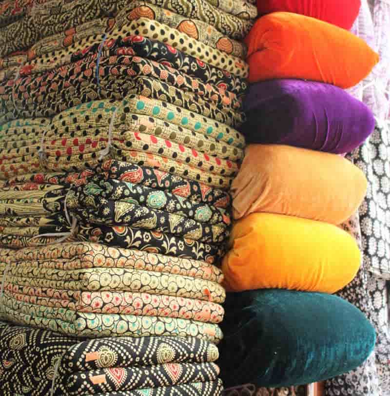 Colourful cotton fabrics at Shanti Mohalla Market