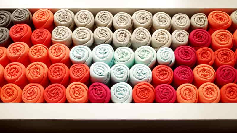 Colourful fabrics at the shops at Nehru Place