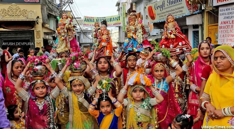 Women celebrating Gangaur festival
