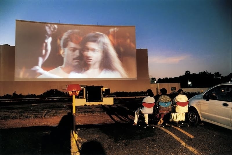 A drive in theatre by the beach 