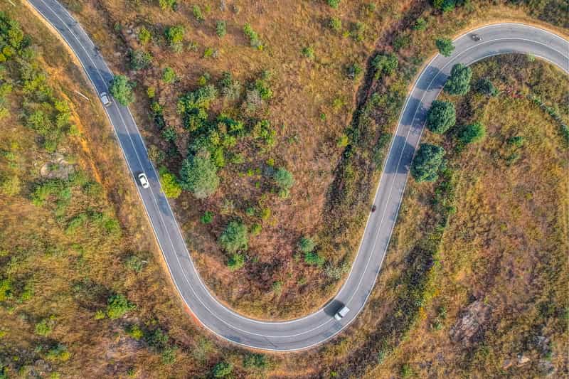 Aerial View of Road near Makalidurga
