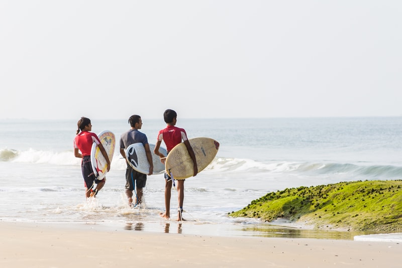 Surfing at the Covelong Beach