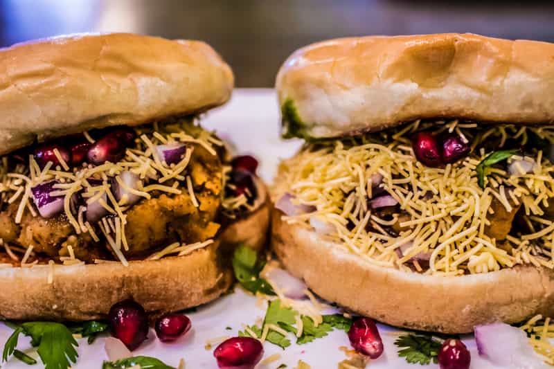 A Plate of Dabeli, with Shiny Pomegranate Seeds