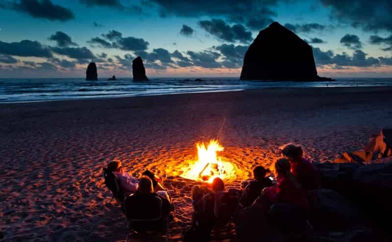 Bonfire at night camp