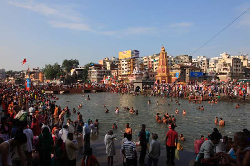 Devotees taking a Dip at Ramghat during Kumbh Mela