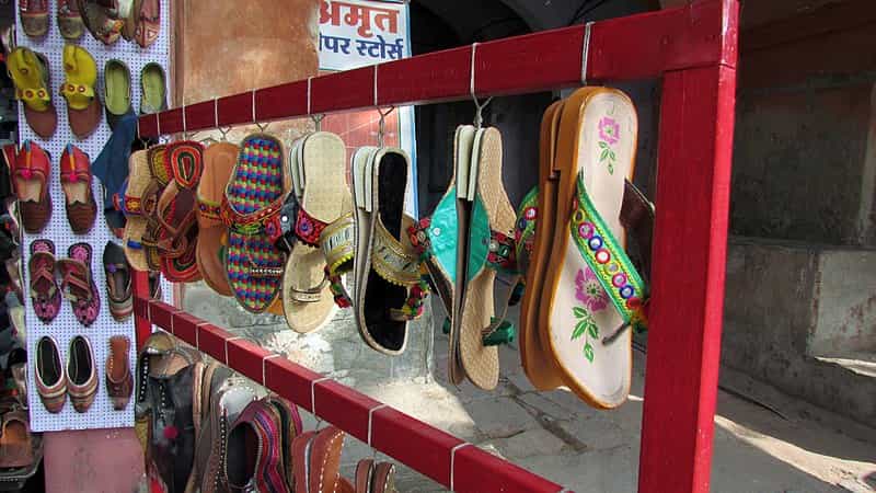 Embroidered footwear at Nehru Bazaar