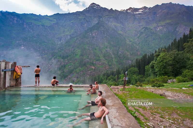 Hot water spring in Kheerganga