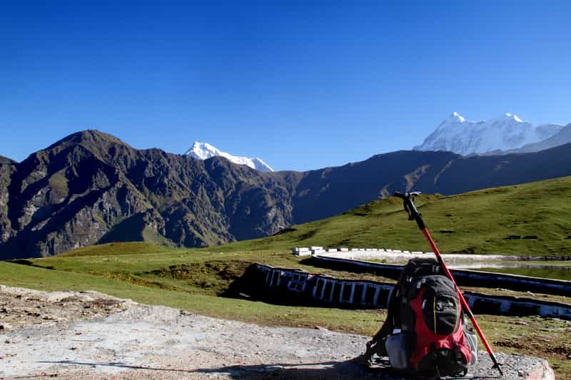 Nanda Ghunti and Trishul peaks in the background