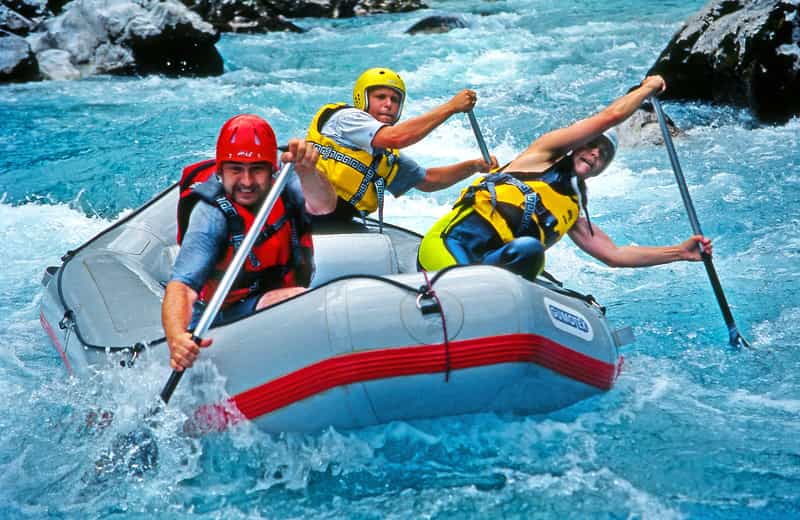 Tourists enjoying river rafting in Rishikesh