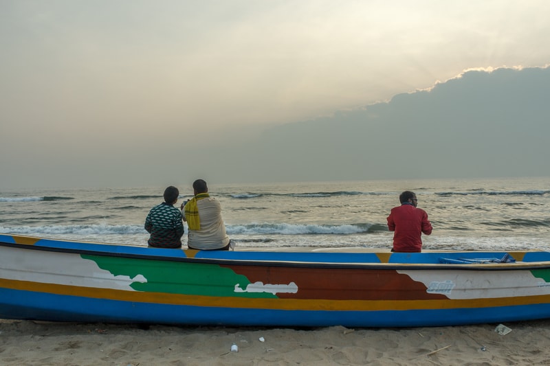 Tourists relaxing at the Besant Nagar Beach