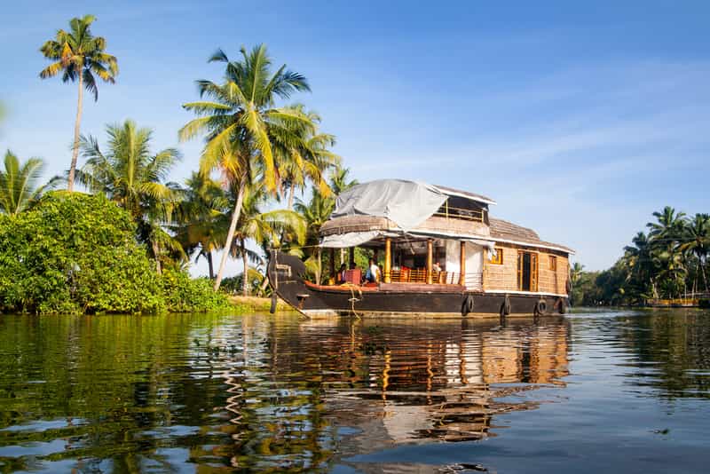 Traditional Indian houseboat in Alleppey