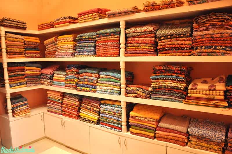 Fabrics with eclectic designs at Meherchand Market