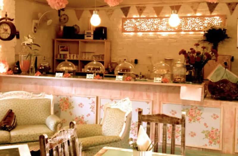 The beautiful rosy décor at Rose Cafe puts you in a good mood