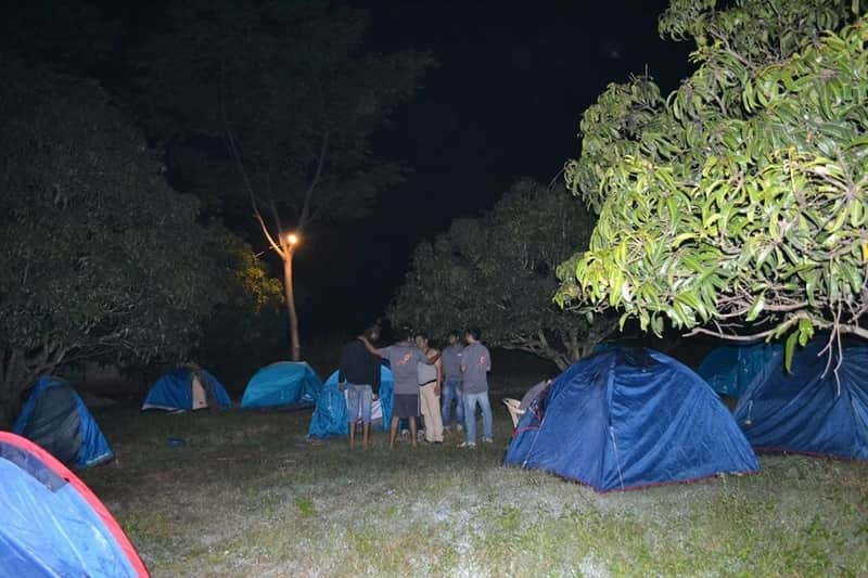 Campers at Savandurga by the campsite