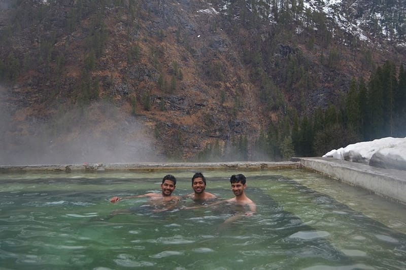 Hot water spring in Kheerganga