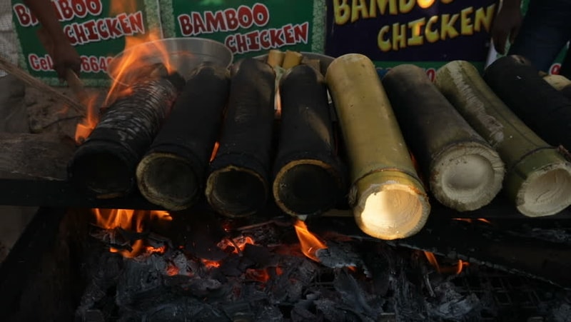 Bamboo Chicken on coals | Street Food in Vizag