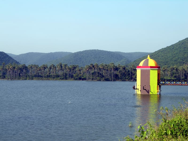 Decorated pump house at the reservoir