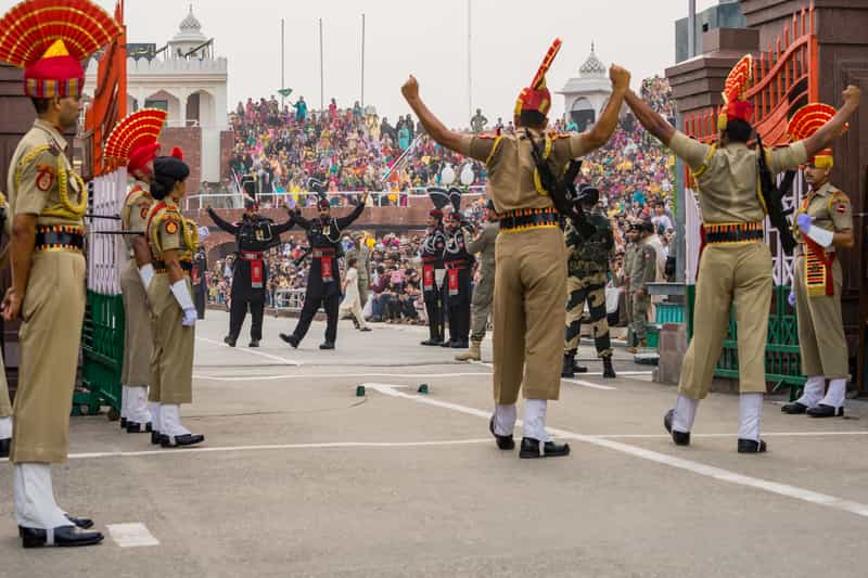 Flag ceremony at the border