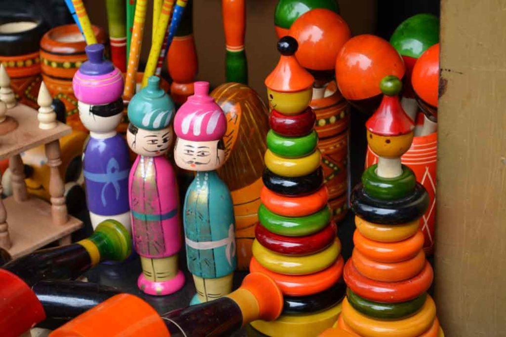 Kondapalli toys made using the Tella Poniki wood.
