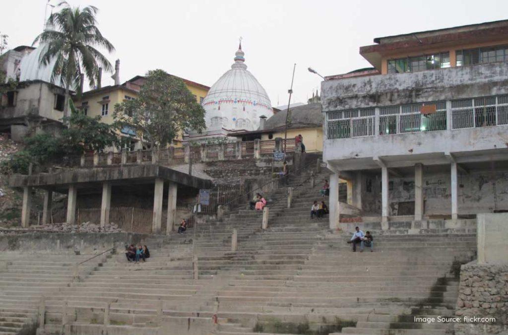 The religiosity witnessed at Sukreshwar Ghat while places to visit in Guwahati.