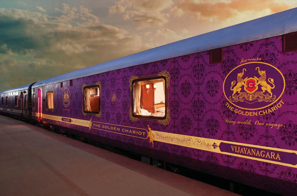 Experience a royal journey in the Golden Chariot one of the luxury trains in India