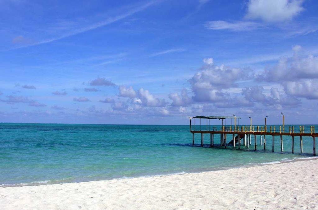 Agatti Island is about 8 km long in the union territory of Lakshadweep. 