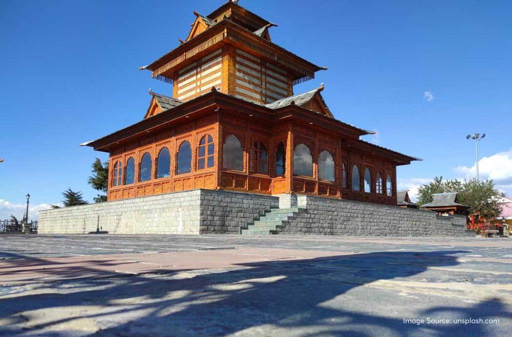 The Tara Devi Temple stands at an elevation of 7200 feet above sea level