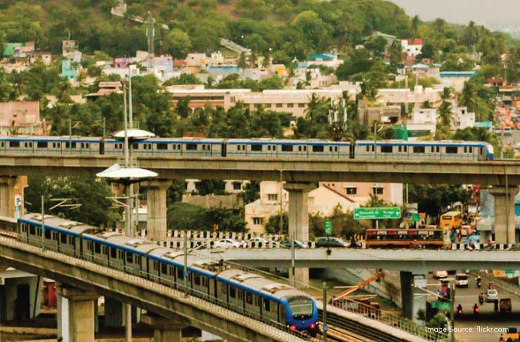 The green line is the second route that was established during the Phase 2 construction and runs between Chennai Central and St Thomas Mount. 