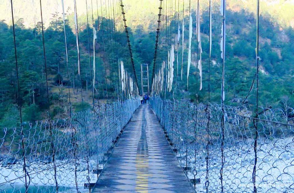 Dong hanging bridge is special because it is an iron floor suspension bridge that wobbles a little when you walk on it. 