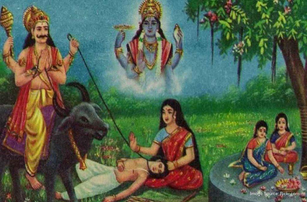 Three days before her husband’s destined date of death, Savitri performed a dedicated three-day fast for his safety and well-being