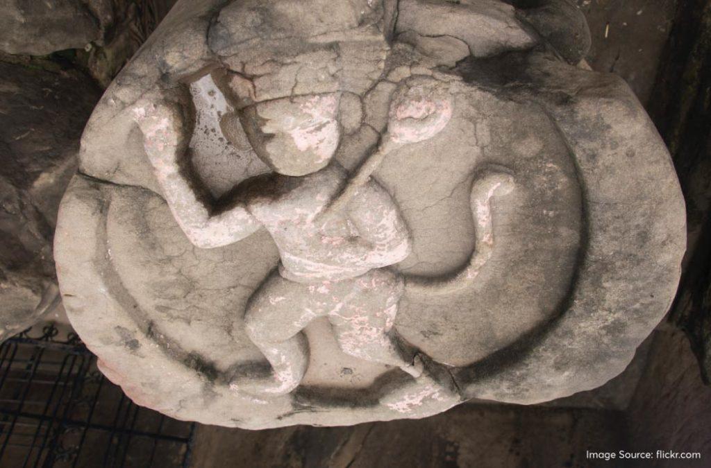 The Masroor Temple in Himachal Pradesh has a huge Shiva sculpture carved out of stone at the entrance.