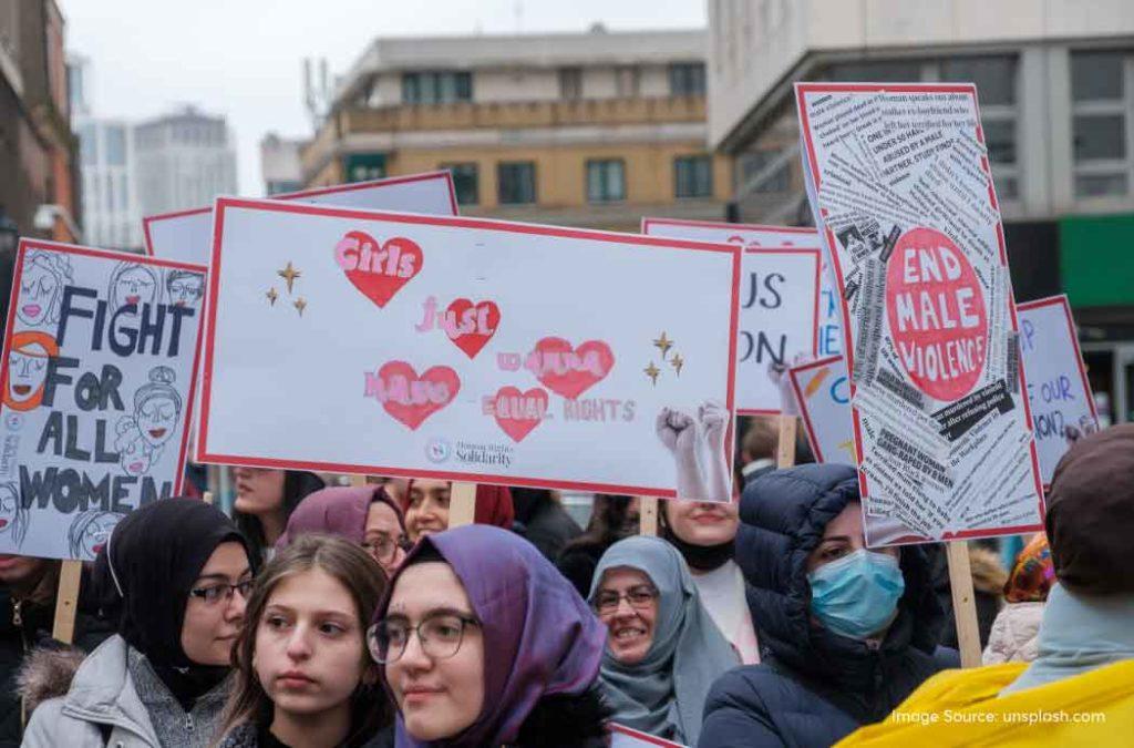 Women come together and show their concerns in International Women's Day Parade.